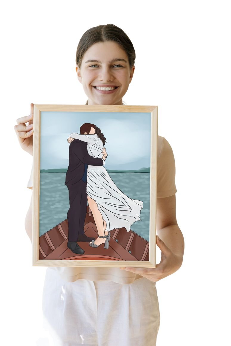 mujer mostrando retrato